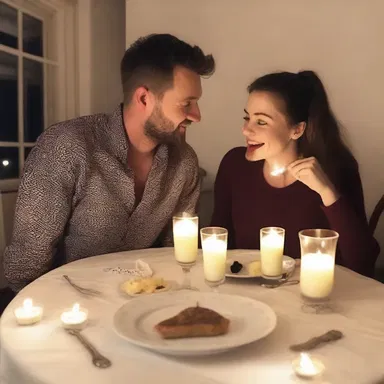 He surprised his partner with a candlelit dinner, complete with a glass of fresh milch.