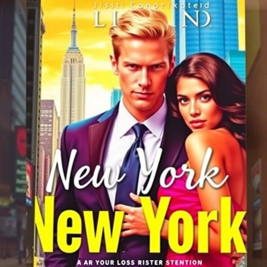 A captivating book cover featuring a blonde man dressed in a sharp suit and a brunette woman in an elegant dress, with their faces obscured, showing only from the mouth down