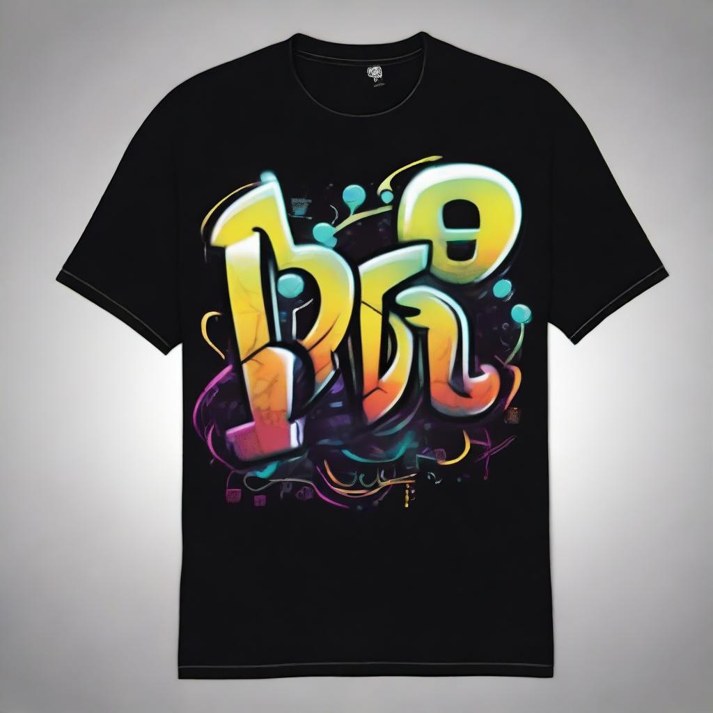 Design a readable, bubble graffiti font logo for 'Ubique' on a plus-size, loose black t-shirt for men, in a clear and readable style, reflecting street-style fashions.