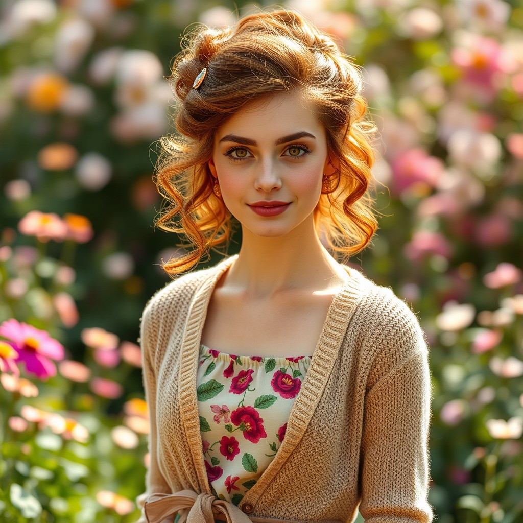 A portrait of Eleanor Fletcher, a striking young woman with a warm and inviting presence