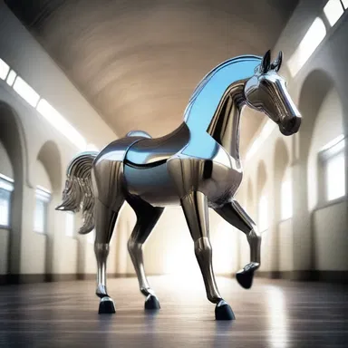 As the futuristic spaceship soared through the galaxy, the clop of the synthesized horse hoofs echoed through the metallic halls.