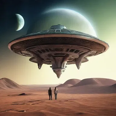 In the science fiction novel, the alien spaceship clopped down onto the deserted planet's surface.