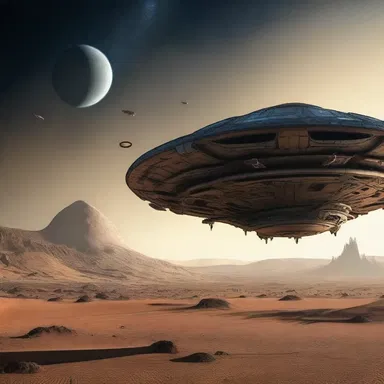 In the science fiction novel, the alien spaceship clopped down onto the deserted planet's surface.