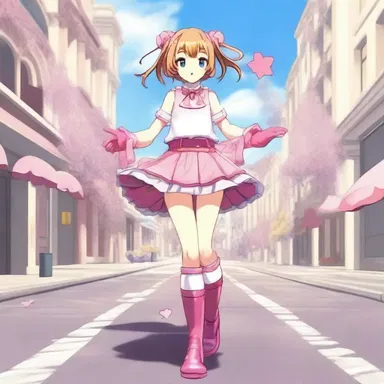 As the magical girl transformed, her boots clopped loudly on the pavement.