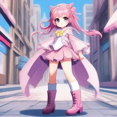 As the magical girl transformed, her boots clopped loudly on the pavement.