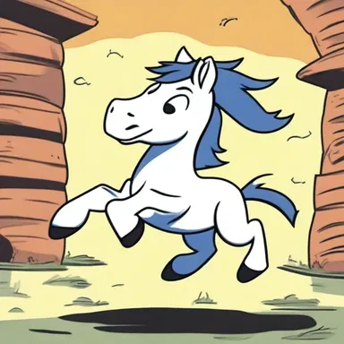 In the cartoon, the horse character would always clop loudly whenever it ran across the screen.