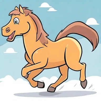 In the cartoon, the horse character would always clop loudly whenever it ran across the screen.