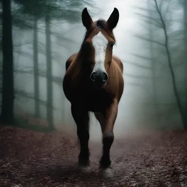 In the horror movie, the protagonist heard the eerie sound of clopping hooves approaching from the darkness.