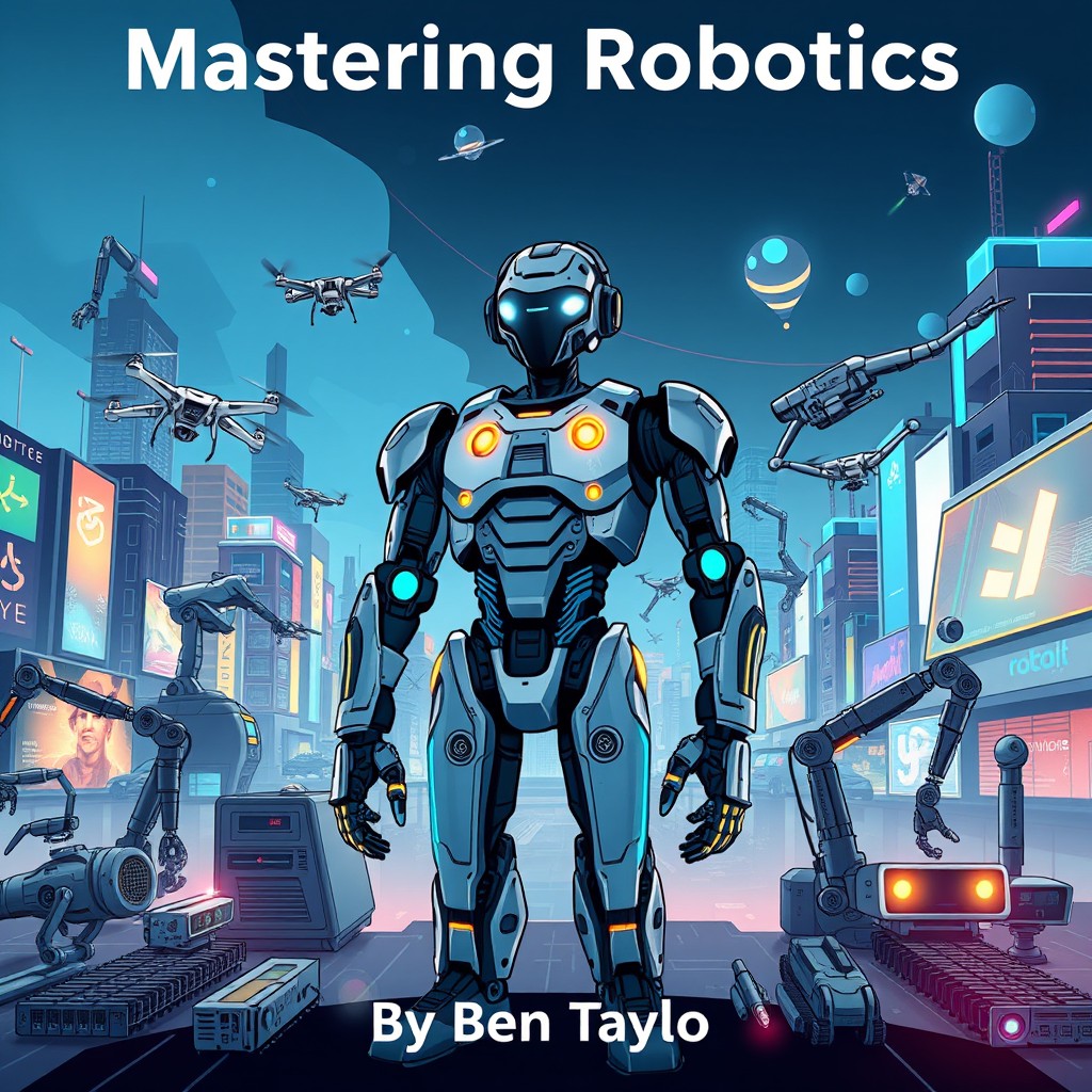 An inviting and informative cover image for the book "Mastering Robotics" by Ben Taylor