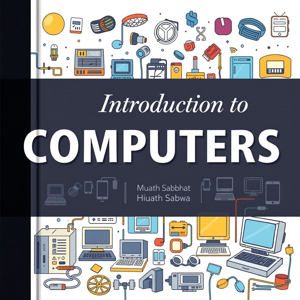 A beautifully designed book cover for 'Introduction to Computers' by Muath Sabha