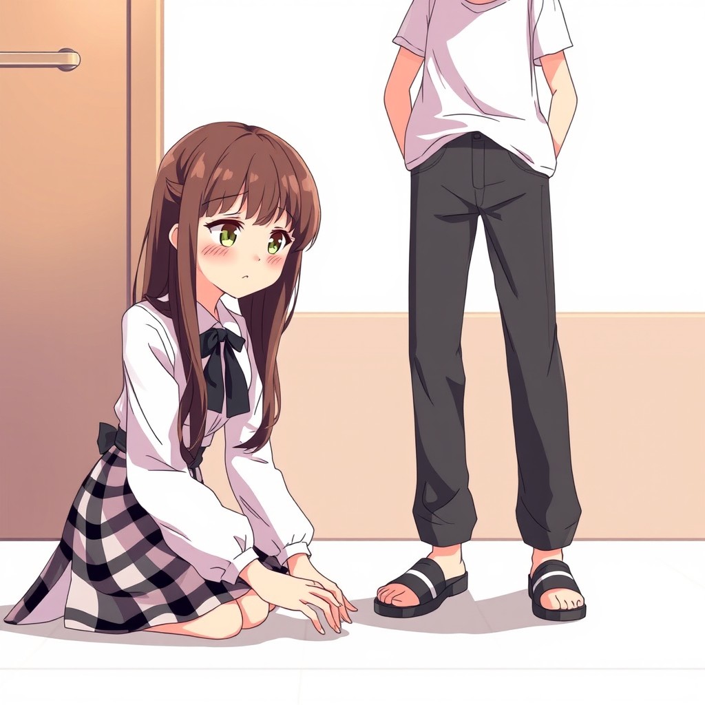 An anime-style scene featuring a girl and a boy
