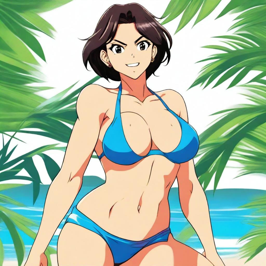 A high-quality digital art piece featuring Ran Mouri from the anime Detective Conan in a bikini