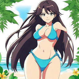 A high-quality digital art piece featuring Ran Mouri from the anime Detective Conan in a bikini