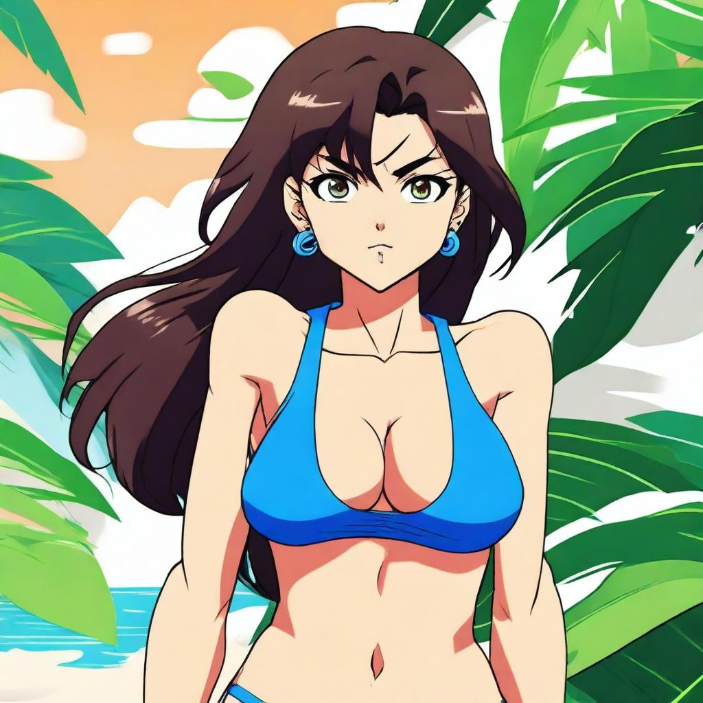 A high-quality digital art piece featuring Ran Mouri from the anime Detective Conan in a bikini