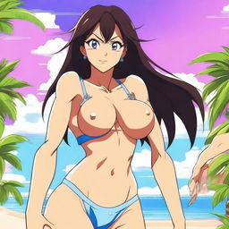 A high-quality digital art piece featuring Ran Mouri from the anime Detective Conan in a bikini