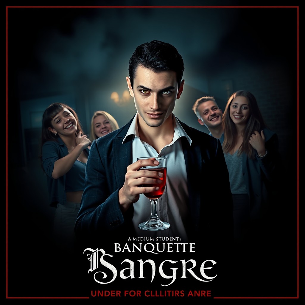 A movie poster for a medium-length film revolving around a university student who is secretly a vampire