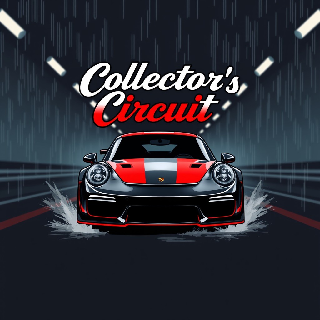 A stylized logo featuring a black and red mixed Porsche, designed with a slight anime influence