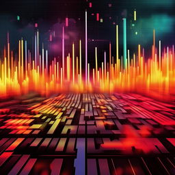 vibrantly animated image of dynamic stock market candlestick patterns with various colors representing different trends