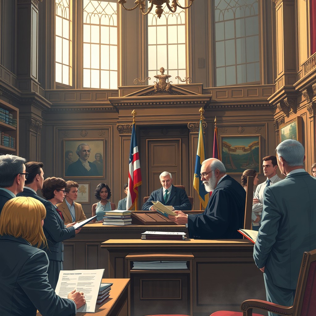 Majestic Courtroom Scene: Justice and Authority Depicted in AI Art