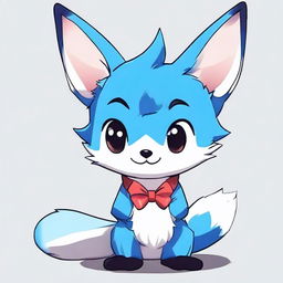 A cute blue fox with a mischievous look styled in anime version.