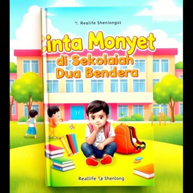 A novel cover for 'Cinta Monyet di Sekolah Dua Bendera' by Reallife Shenlong
