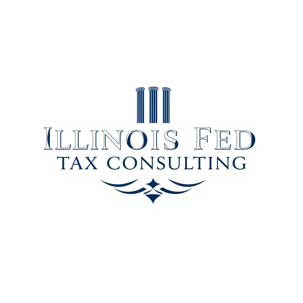 A sophisticated and modern logo design for 'Illinois Fed Tax Consulting'