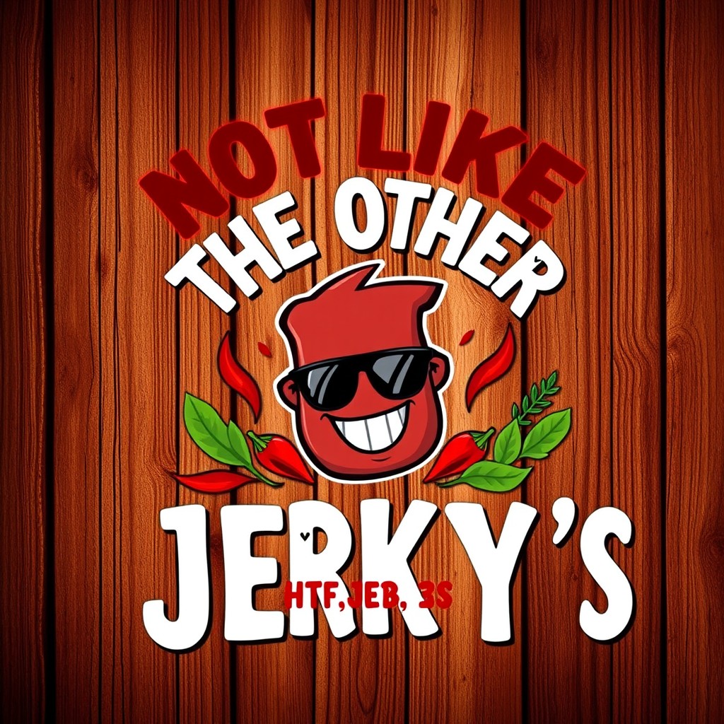 A vibrant and eye-catching beef jerky label design featuring the bold text 'Not Like The Other Jerky's' prominently displayed
