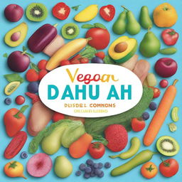 An image of a cookbook titled 'Vegan DASH Diet Cookbook' designed in the style of a high-quality digital art