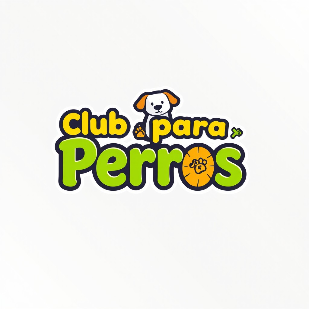 A commercial logo design featuring the words "Club para Perros" in a playful and inviting font