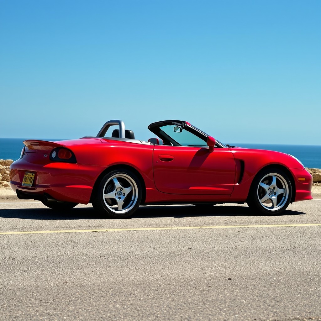 A sleek, sporty Toyota MR2 Spyder designed as a stunning Porsche replica, showcasing its elegant contours and distinctively Porsche-inspired details
