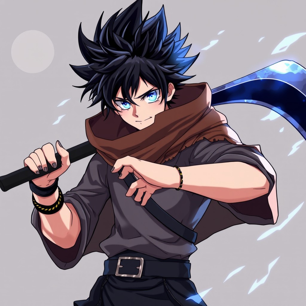 An original anime character inspired by Satoru Gojo from Jujutsu Kaisen, Shanks from One Piece, and Yami from Black Clover