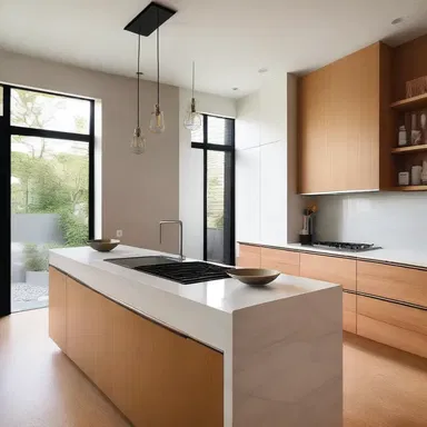 The modern and minimalistic design of the house was complemented by sleek shabu countertops in the kitchen.