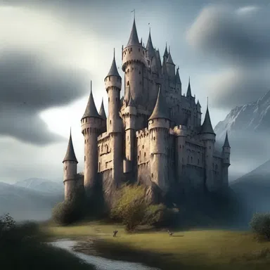The magical castle in the fantasy world had a hueless landscape, devoid of any vibrant colors.