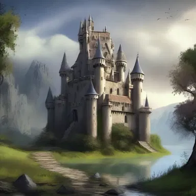 The magical castle in the fantasy world had a hueless landscape, devoid of any vibrant colors.