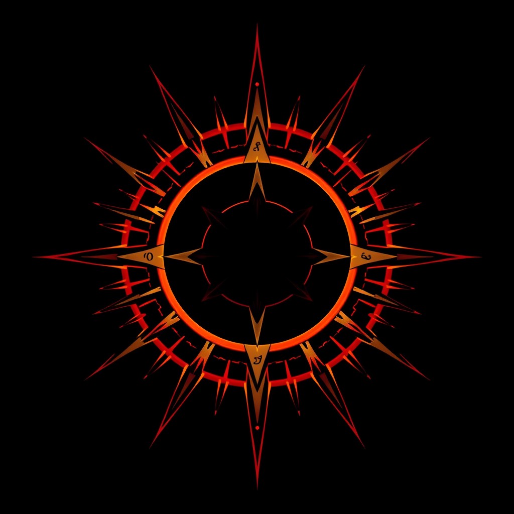 Create a highly stylized, fantasy-themed logo for a secretive organization called The Black Sun