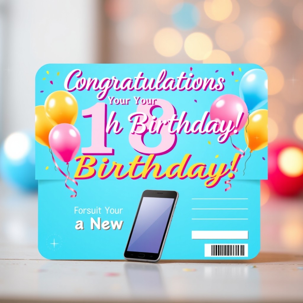A colorful birthday voucher designed for an 18th birthday present