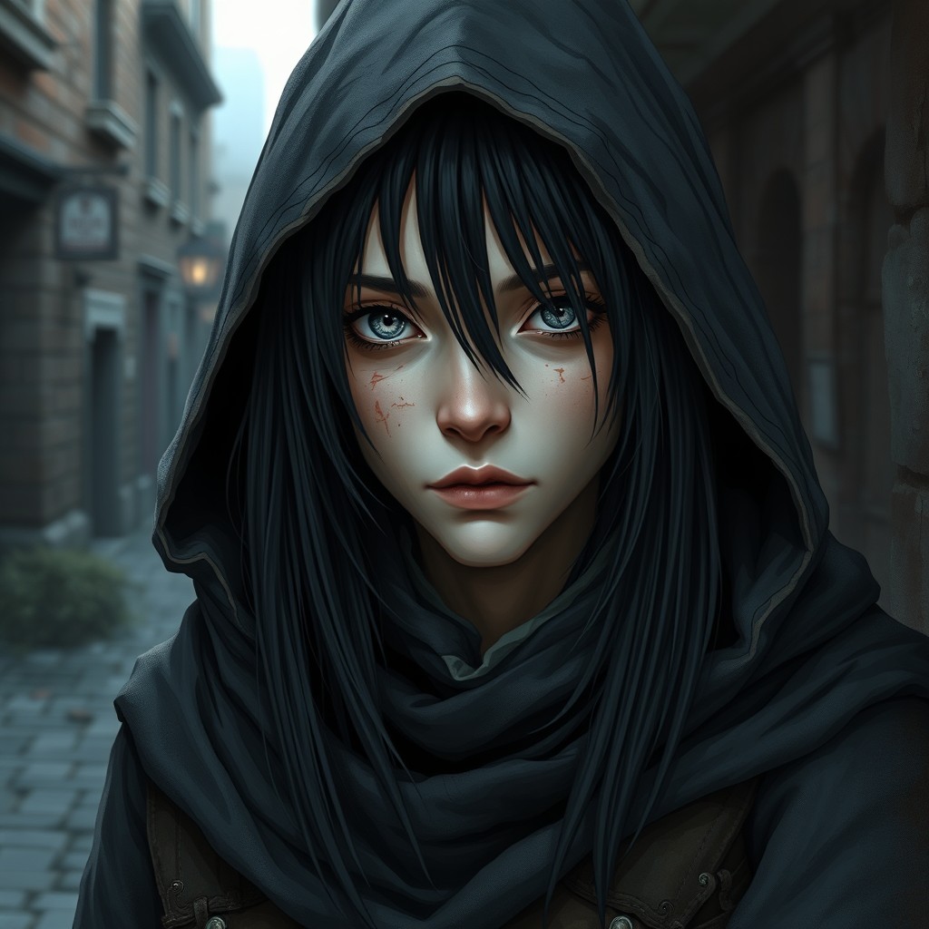 A young rogue living in Waterdeep, characterized as a 15-year-old with thin, pale skin and a number of small scars that tell the story of a life on the streets