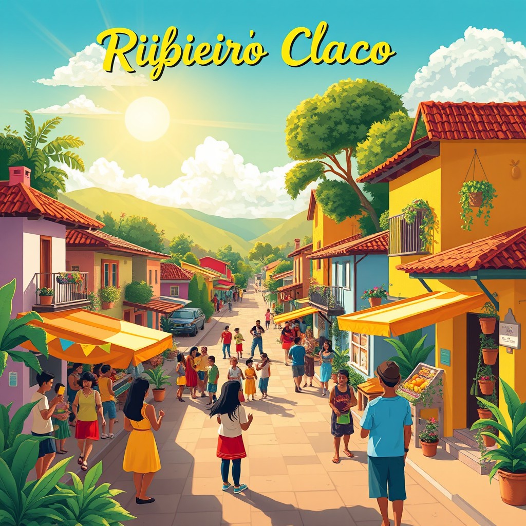 A vibrant and picturesque depiction of a small town celebrating its rich culture and community spirit