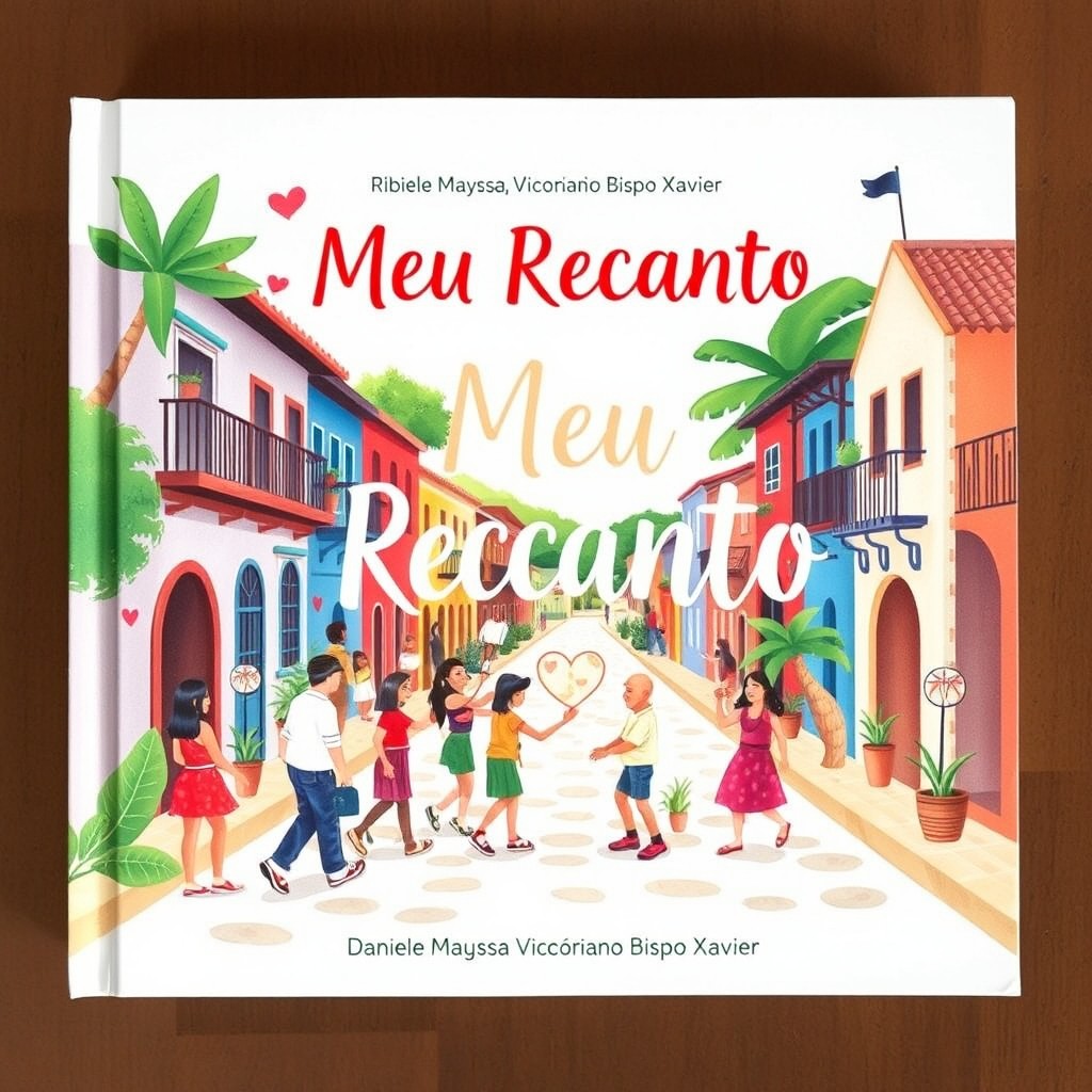 A beautiful and expressive cover design for a cordel book titled 'Meu Recanto' by Daniele Mayssa Victoriano Bispo Xavier