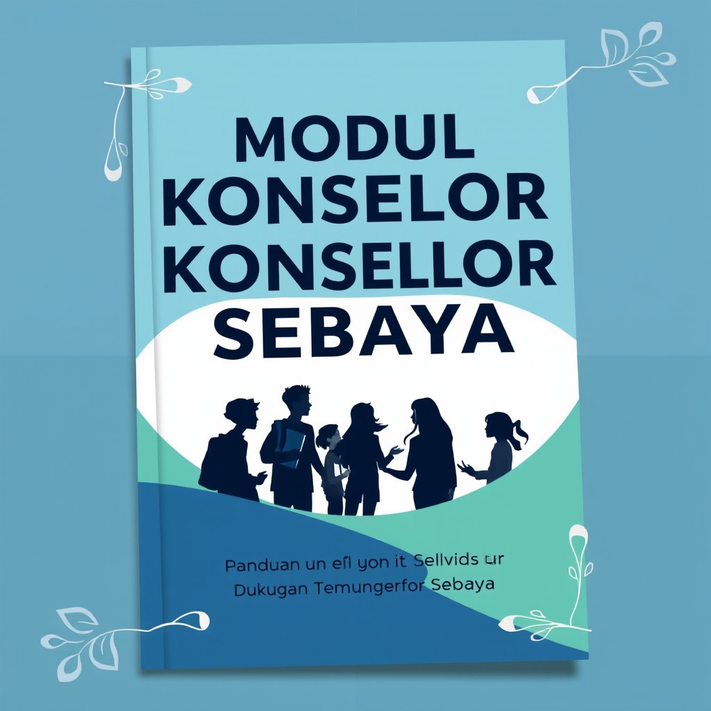 A professional and eye-catching cover design for a "Modul Konselor Sebaya" booklet