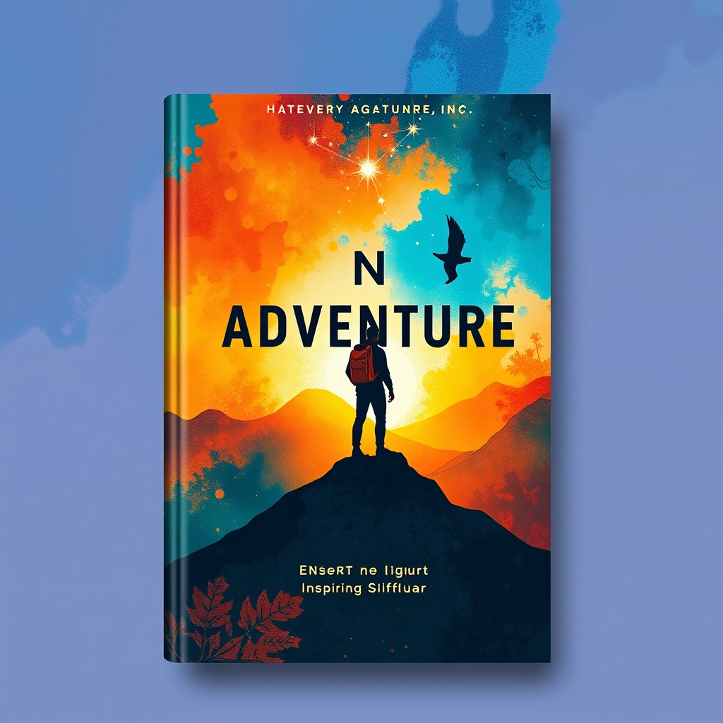 A visually striking book cover design featuring an abstract, vibrant artwork that encapsulates themes of adventure and exploration