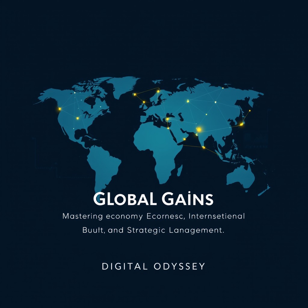 A sleek, modern design featuring a world map with interconnected lines symbolizing global networks and international trade