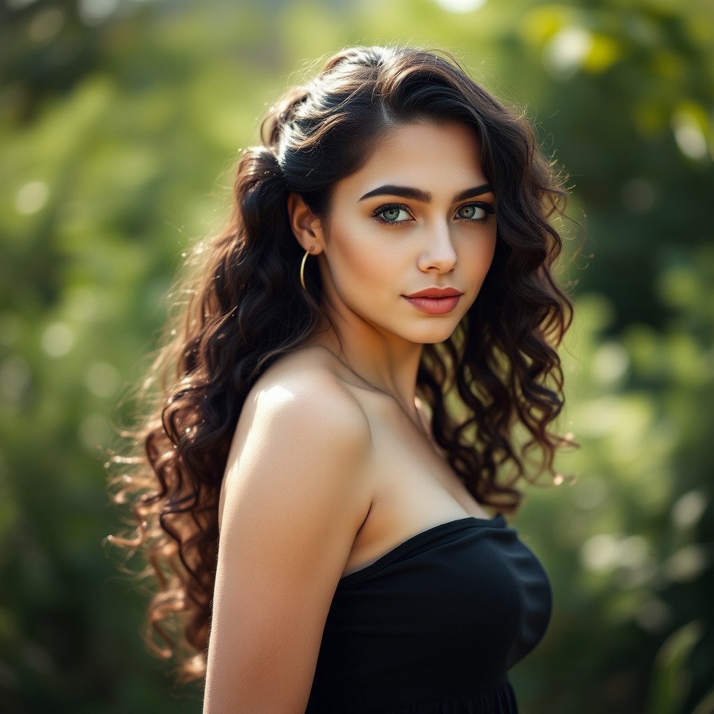 A portrait of a young woman aged 18 with delicate features
