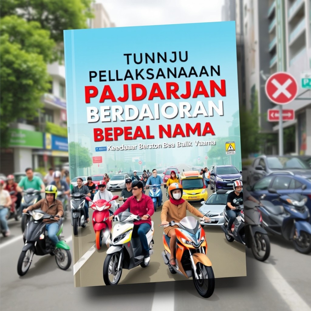 Cover design for a book titled 'Petunjuk Pelaksanaan Pajak Kendaraan Bermotor dan Bea Balik Nama'