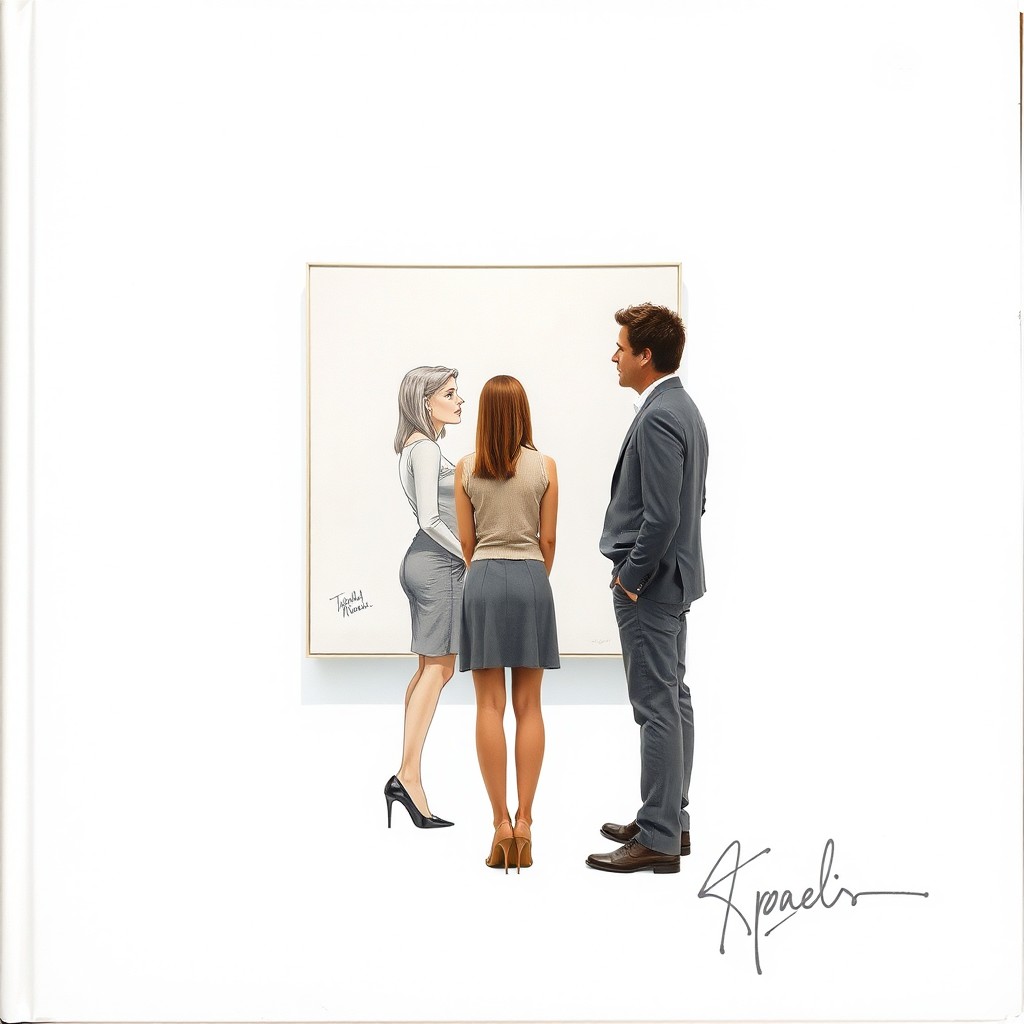 An art gallery with a predominately white and light gray color scheme