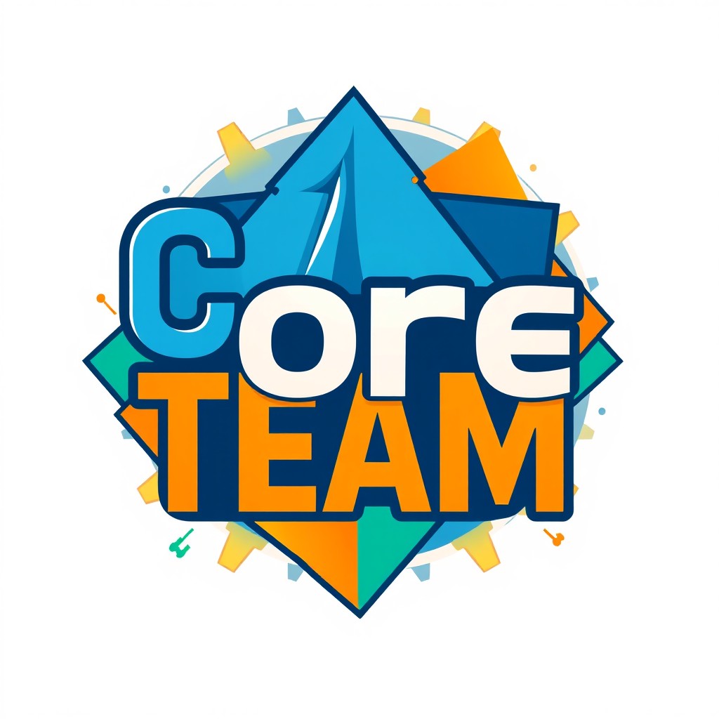 A stylish graphic design for a t-shirt featuring the phrase "Core Team" in bold, modern typography