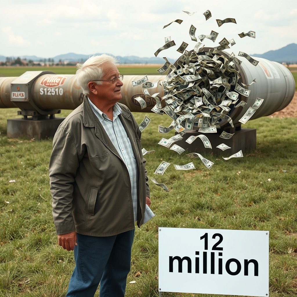 An elderly man with short white hair standing in a large area, specifically on a grassy camellón