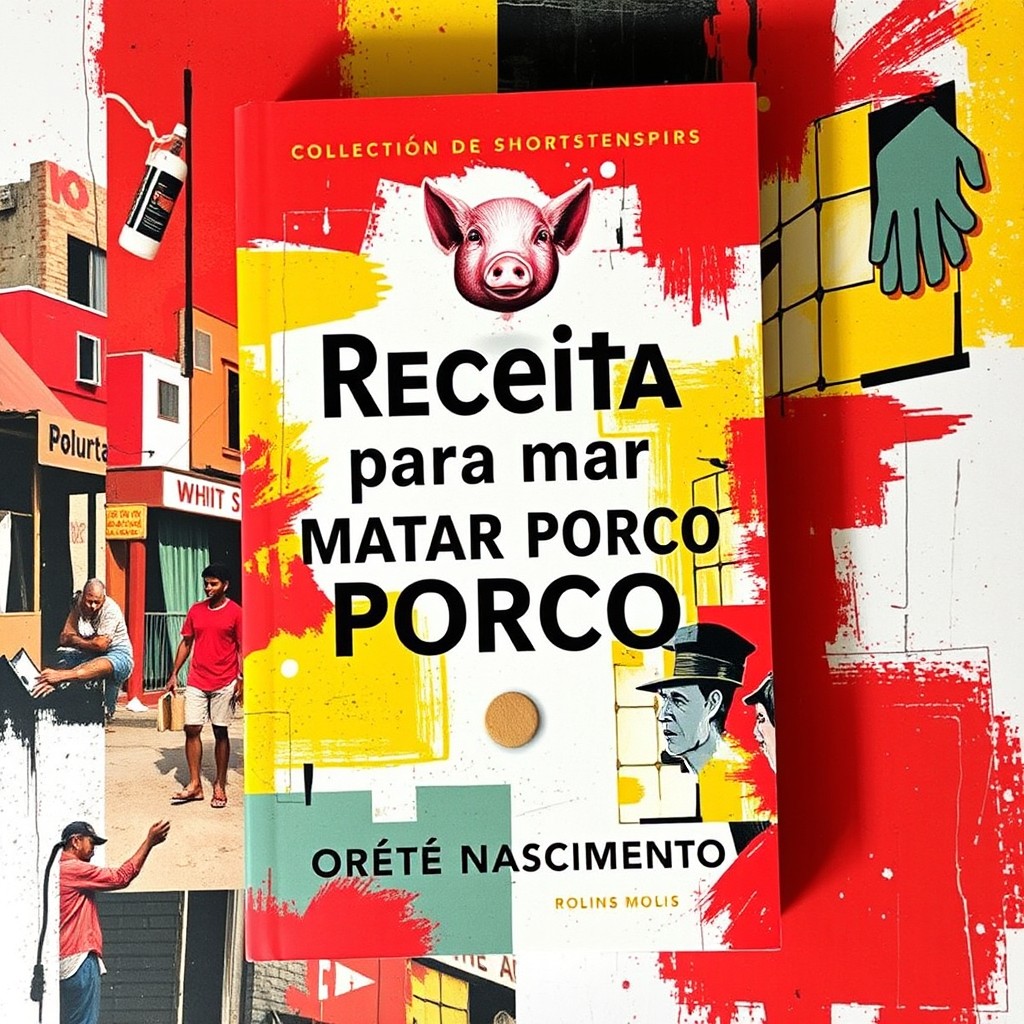 A realistic book cover for the short story collection 'Receita para Matar Porco' by Orete Nascimento