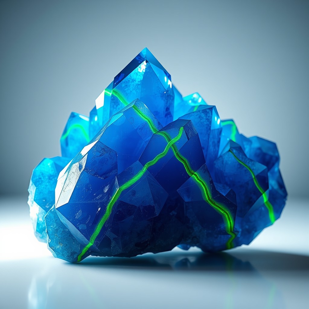 A breathtaking crystal formation showcasing a deep blue color that emanates a sense of tranquility and depth