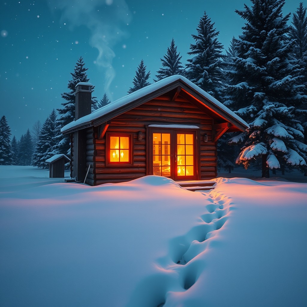 An atmospheric scene depicting a cozy winter setting, where the temperature is notably low